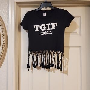 Crop TGIF fringe top junior size small